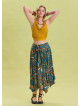 Petrol Midi Skirt with Waist Tie and Gipe Detail 4505
